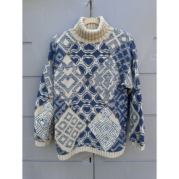 Vintage Express Tricot Ladies Turtleneck Sweater Ramie Cotton Sz M Cosby Grandpa - Picture 1 of 11